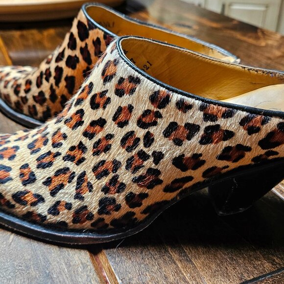 Charlie 1 Horse Leopard Skin Hair on Hide Mules - Picture 1 of 5